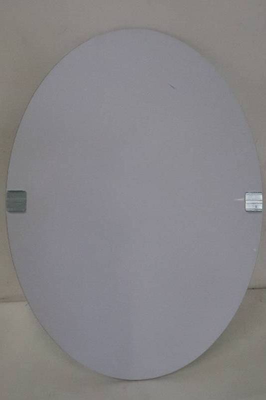 lot 700 image: Gatco Latitude 24 in. W x 27 in. H Frameless Oval Beveled Edge Bathroom Vanity Mirror in Brushed Brass 4239