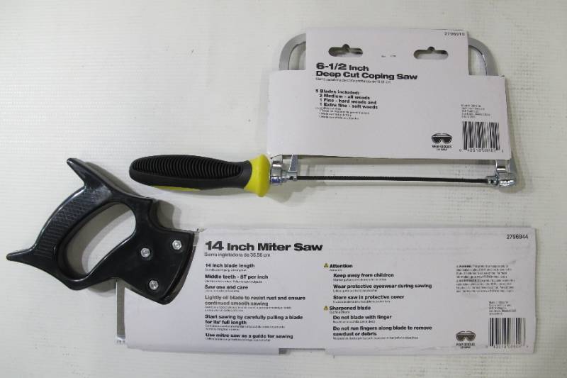 lot 665 image: Steel Grip Saw 2-Pack - 14 In Mitre Saw and 6-12 In Coping Saw - New
