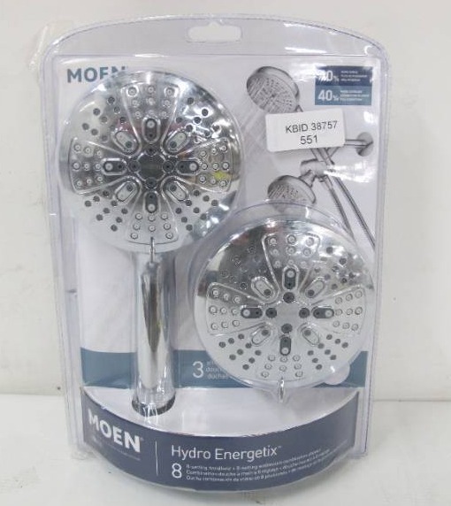 lot 668 image: Moen HydroEnergetix 8-Spray Patterns with 1.75 GPM 4.75 in. Wall Mount Dual Shower Heads in Chrome