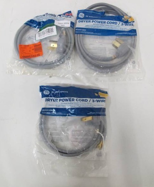 lot 680 image: 3-Pack GE Dryer Power Cord - 3 Wire - 6 Feet