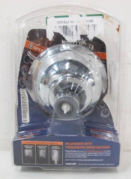 lot 679 image: Waterpik 9-Spray 4.5 in. Single Wall Mount 1.8 GPM Fixed Shower Head in Chrome