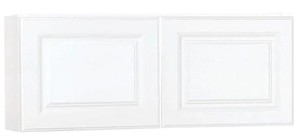 lot 605 image: Hampton Bay Hampton Satin White Raised Panel Stock Assembled Wall Bridge Kitchen Cabinet (30 in. x 18 in. x 12 in.)