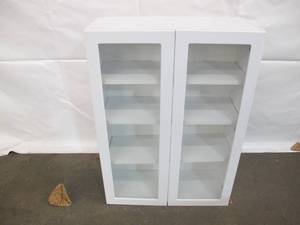 lot 616 image: Hampton Bay Designer Series Edgeley Assembled 30x42x12 in. Wall Kitchen Cabinet with Glass Doors in White