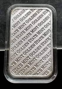 lot 13 image: 1 TROY OZ. .999 FINE SILVER BAR GOLDEN STATE MINT IN AIRTITE