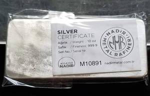 lot 19-A image: 10 TROY OZ .999 FINE SILVER NADIR BAR SEALED