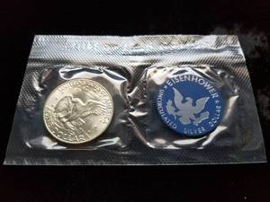 lot 27-A image: 1974-S US 40% SILVER EISENHOWER DOLLAR IN ORIGINAL PACKAGING