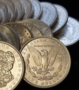 lot 22-A image: UNC ROLL OF 1889 MORGAN SILVER DOLLARS 20 COINS