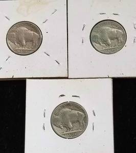 lot 05-A image: 3 US BUFFALO NICKELS 1936-D 1937-D 1937-S