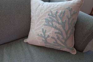 lot 1 image: Sofa & 2 Pillows