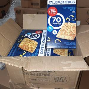lot 185 image: (4)Case lot of FiberOne Lemon 70 Ca...