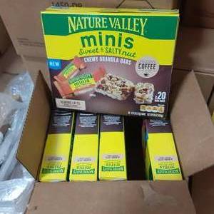 lot 204 image: Case of Nature Valley MIni Almond Latte Granola Bars Past Date