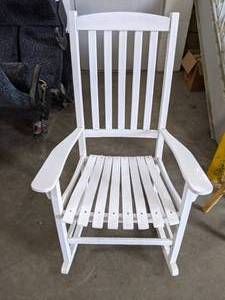 lot 91 image: White Painted Wood Rocking Chair wi...