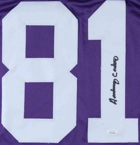 lot 14 image: Minnesota Vikings Anthony Carter Signed Purple Pro Style Jersey JSA COA