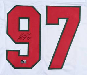 lot 23 image: Minnesota Wild Kiril Kaprizov Signed Pro Style White Jersey Beckett COA