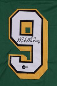lot 24 image: Mike Modano Signed North Stars Green Pro Style Jersey Beckett COA