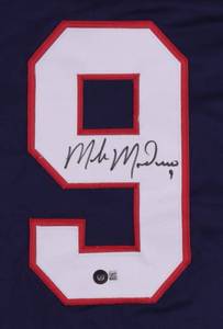 lot 25 image: Mike Modano Signed Team USA Olympic Blue Pro Style Jersey Beckett COA
