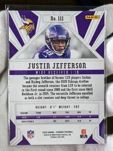 lot 18C image: 2020 Justin Jefferson Rookie Card - Panini Phoenix Fireburst SSP