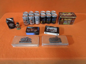 Harley Davidson & Sturgis Beer Cans, Easy Riders Trading Cards, HD Playing Cards & Candy Tins