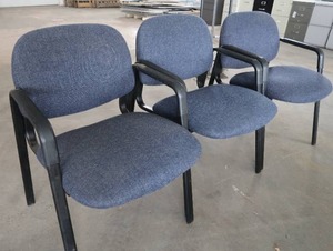 3 BLUE OFFICE CHAIRS  VISITOR CHAIRS
