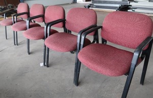 5 BERGUNDY OFFICE  VISITOR CHAIRS