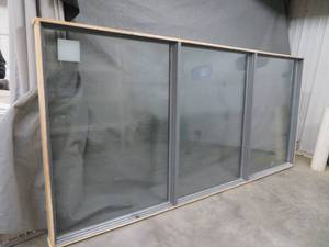 LARGE 3 PANE STATIONARY HEAVY GLASS WINDOW