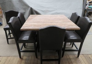 BEAUTIFUL MARBLE TOPPED TABLE   6 CHAIRS