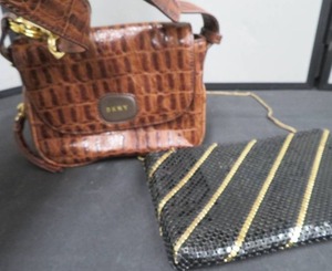 NEW DNKY CROSS SHOULDER PURSE  VINTAGE METAL MESH SHOULDER CLUTCH