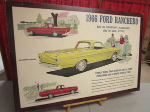 lot 214 image: VINTAGE 1966 FORD RANCHERO ADVERTISEMENT, 40 x 27
