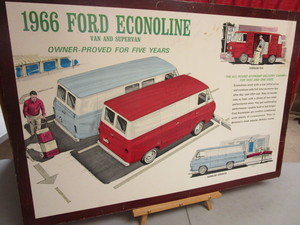 lot 215 image: VINTAGE 1966 FORD ECONOLINE VAN AND SUPERVAN ADVERTISEMENT, 40 x 27