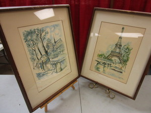 lot 220 image: VINTAGE PARISIAN PRINTS, NOTRE DAME, EIFFEL TOWER, BY FRENCH STREET ARTIST PUILLERY