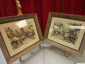 lot 222 image: VINTAGE PARISIAN STREET ART PRINTS, FRAMED