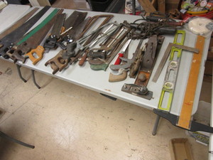 lot 233 image: VINTAGE ASSTD. HAND TOOLS, SAWS, OTHER WOODWORKING TOOLS