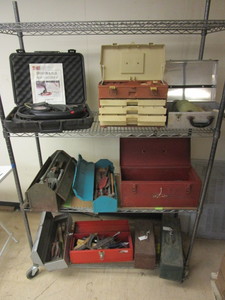 lot 235 image: VINTAGE HAND TOOLS, SUPPLIES, TOOL BOXES, READY-WELDER II, MORE