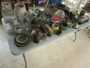 lot 236 image: ASSTD. VINTAGE GOODS, PLAYER PIANO ROLLS, GLASSES, JUGS, SCAN-MASTER FISH FINDER, MORE
