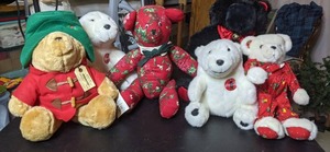 lot 74 image: 5 Vintage Teddy Bears Paddington Bear, Coca Cola Bears and More-