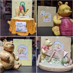 lot 108 image: Vintage Classic Winnie The Pooh Collection-Bank, Night Light, and 2 Figurines