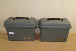lot 198 image: 2 Cabelas Plastic Ammo Cans