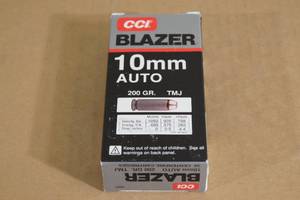 lot 121 image: 50 CCI Blazer 10mm Auto 200 Gr TMJ Ammo