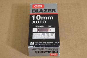 lot 122 image: 50 CCI Blazer 10mm Auto 200 Gr TMJ Ammo
