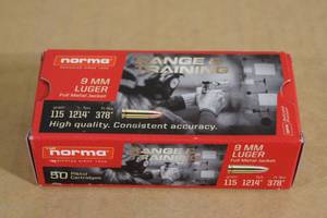 lot 123 image: 50 Norma 9mm Luger 115 Gr FMJ Ammo