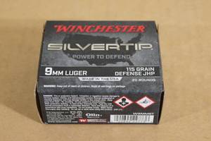 lot 126 image: 20 Winchester Silvertip 9mm 115 Gr Defense JHP Ammo