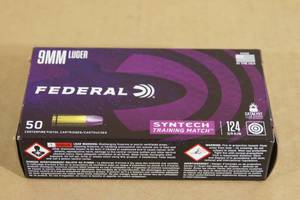 lot 127 image: 50 Federal Syntech 9mm Luger 124 Gr TSJ Ammo