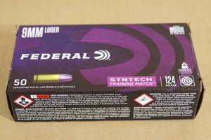 lot 128 image: 50 Federal Syntech 9mm Luger 124 Gr TSJ Ammo