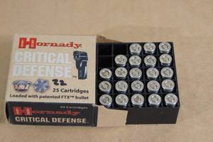 lot 134 image: 22 Hornady Critical Defense .380 Auto 90 Gr FTX Ammo