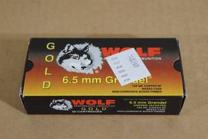 lot 57 image: 20 Wolf Gold 6.5mm Grendel 123 Gr Copper SP Ammo