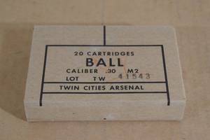 lot 64 image: 20 Twin Cities Arsenal .30 M2 Ball Ammo