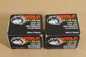 lot 77 image: 40 Wolf 7.62 x 39mm 122 Gr FMJ Steel Case Ammo