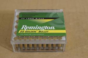 lot 81 image: 100 Remington Golden Bullet .22 LR Plated Round Nose Ammo