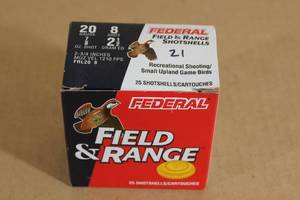 lot 96 image: 21 Federal Field & Range 20 Gauge 2-34 8 Shot Shotshells