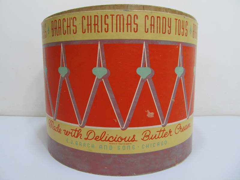 Large Original BRACH'S Christmas Candy Toys Drum Display Box